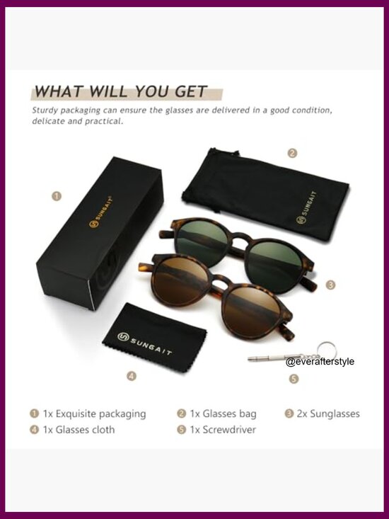 Polarized Vintage Round Sunglasses UV400 Protection TR90 Frame main image 5